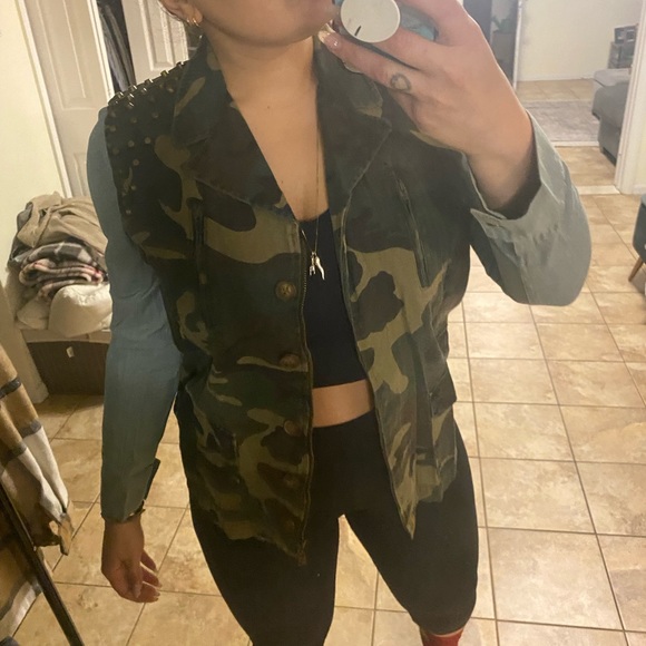 Lush army fatigue denim jacket. - Picture 1 of 6